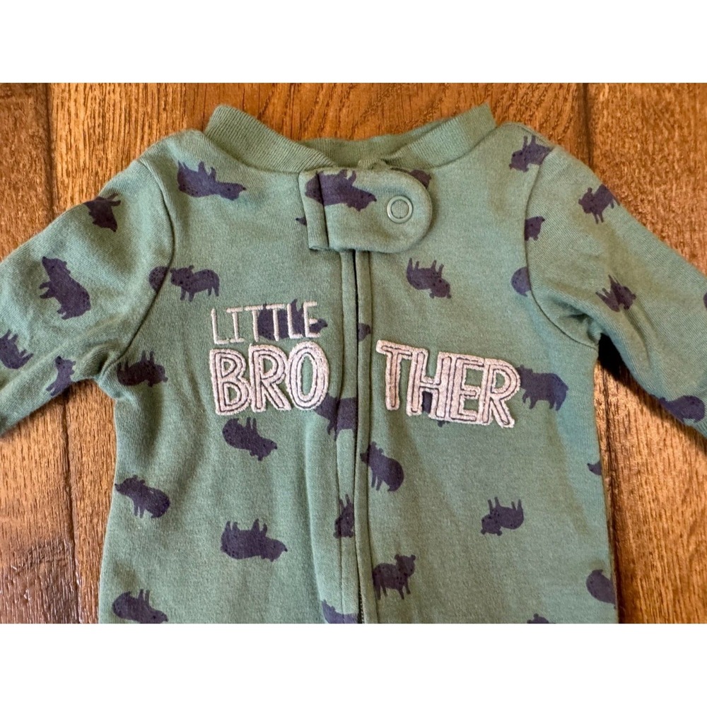 Carters Preemie Baby Boy Sleeper Outfit Little Brother Romper Bear Feet Zipper